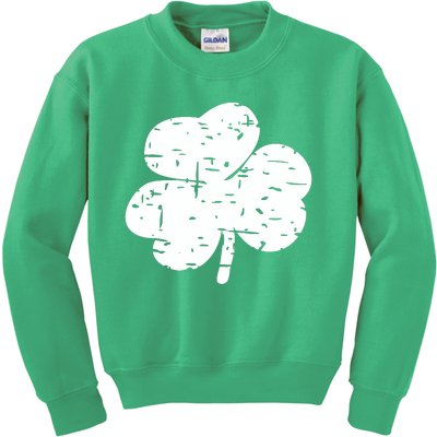 Distressed Shamrock Lucky Clover Vintage St Patrick's Day Kids Sweatshirt