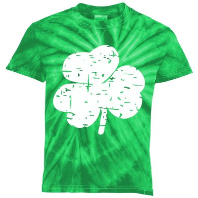 Distressed Shamrock Lucky Clover Vintage St Patrick's Day Kids Tie-Dye T-Shirt