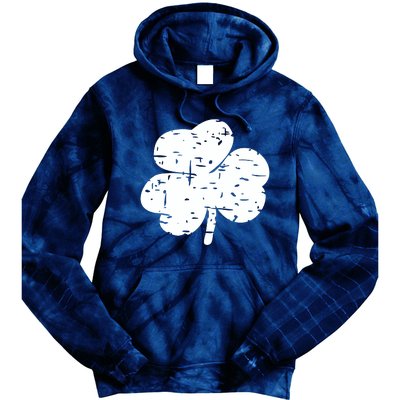 Distressed Shamrock Lucky Clover Vintage St Patrick's Day Tie Dye Hoodie