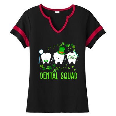 Dental Squad Lucky Shamrock Dental Hygienist St Patrick Day Gift Ladies Halftime Notch Neck Tee