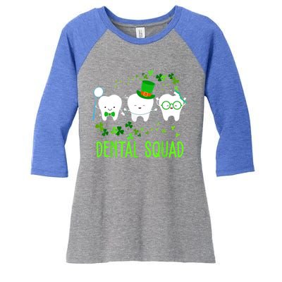 Dental Squad Lucky Shamrock Dental Hygienist St Patrick Day Gift Women's Tri-Blend 3/4-Sleeve Raglan Shirt