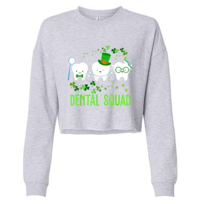 Dental Squad Lucky Shamrock Dental Hygienist St Patrick Day Gift Cropped Pullover Crew