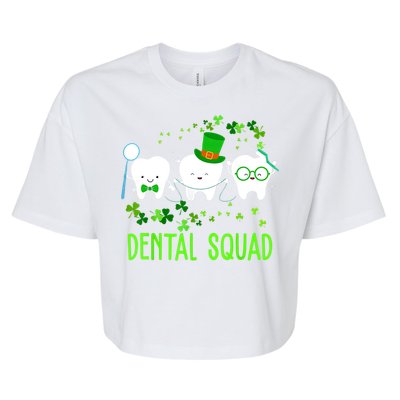 Dental Squad Lucky Shamrock Dental Hygienist St Patrick Day Gift Bella+Canvas Jersey Crop Tee