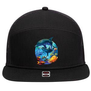 Dolphin Sea Life Save The Ocean Marine Biology Aquarium 7 Panel Mesh Trucker Snapback Hat