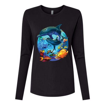 Dolphin Sea Life Save The Ocean Marine Biology Aquarium Womens Cotton Relaxed Long Sleeve T-Shirt