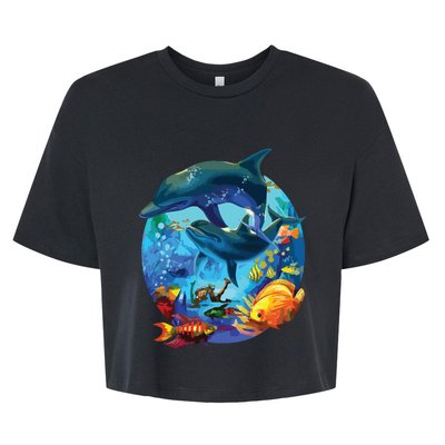 Dolphin Sea Life Save The Ocean Marine Biology Aquarium Bella+Canvas Jersey Crop Tee