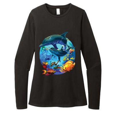 Dolphin Sea Life Save The Ocean Marine Biology Aquarium Womens CVC Long Sleeve Shirt