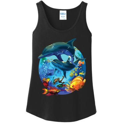 Dolphin Sea Life Save The Ocean Marine Biology Aquarium Ladies Essential Tank