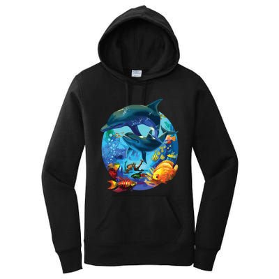 Dolphin Sea Life Save The Ocean Marine Biology Aquarium Women's Pullover Hoodie