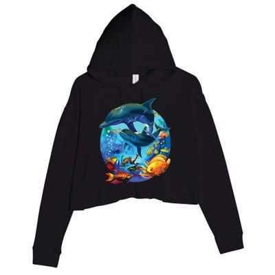 Dolphin Sea Life Save The Ocean Marine Biology Aquarium Crop Fleece Hoodie