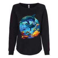 Dolphin Sea Life Save The Ocean Marine Biology Aquarium Womens California Wash Sweatshirt