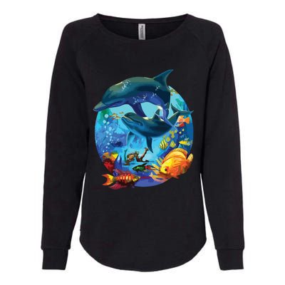 Dolphin Sea Life Save The Ocean Marine Biology Aquarium Womens California Wash Sweatshirt