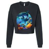 Dolphin Sea Life Save The Ocean Marine Biology Aquarium Cropped Pullover Crew