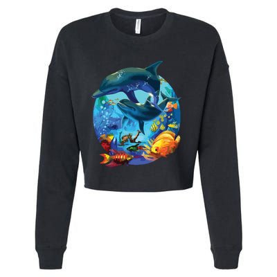 Dolphin Sea Life Save The Ocean Marine Biology Aquarium Cropped Pullover Crew