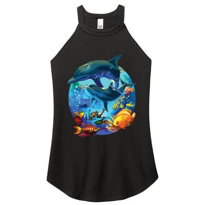 Dolphin Sea Life Save The Ocean Marine Biology Aquarium Women's Perfect Tri Rocker Tank