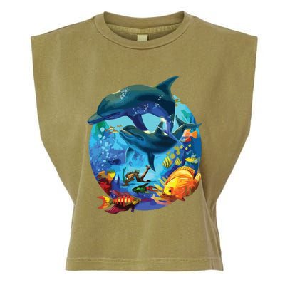 Dolphin Sea Life Save The Ocean Marine Biology Aquarium Garment-Dyed Women's Muscle Tee