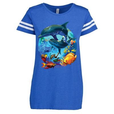 Dolphin Sea Life Save The Ocean Marine Biology Aquarium Enza Ladies Jersey Football T-Shirt