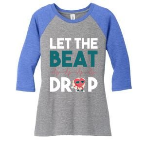 Dj S Let The Beat Drop Gift Women's Tri-Blend 3/4-Sleeve Raglan Shirt