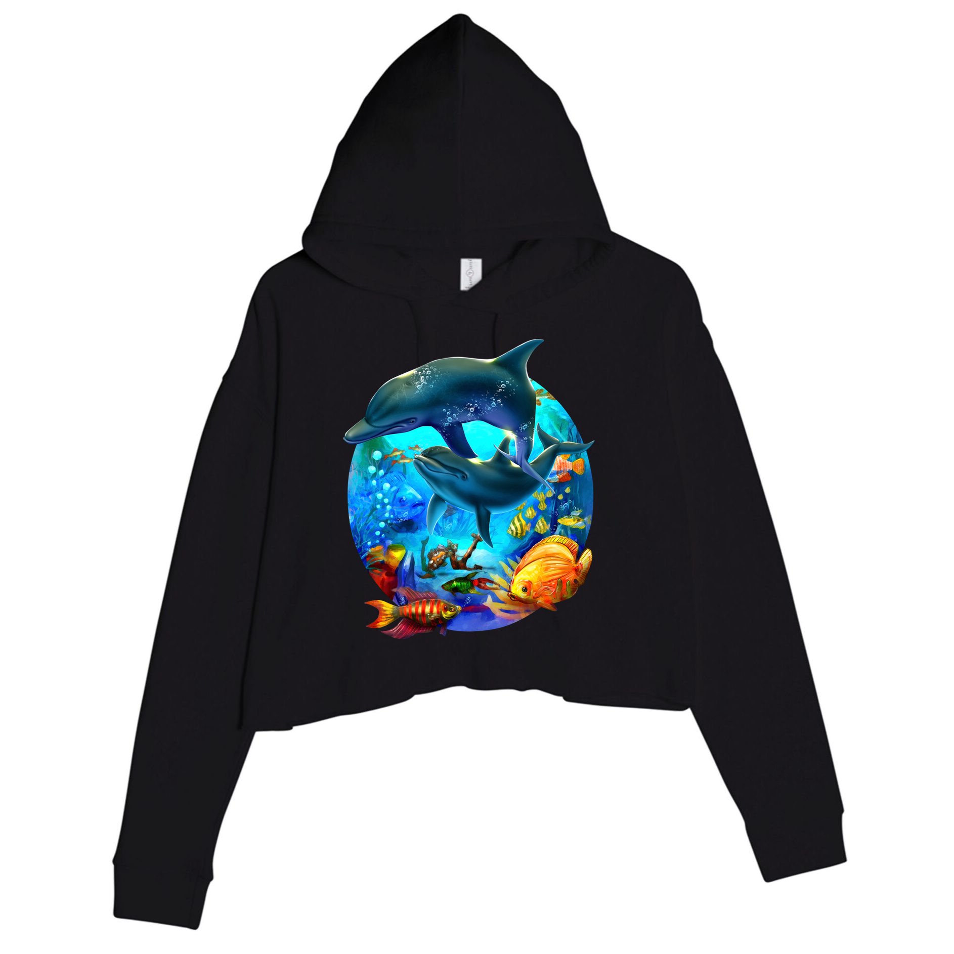 Dolphin Sea Life Save The Ocean Marine Biology Aquarium Gift Crop Fleece Hoodie