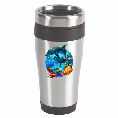 Dolphin Sea Life Save The Ocean Marine Biology Aquarium Gift 16oz Travel Tumbler