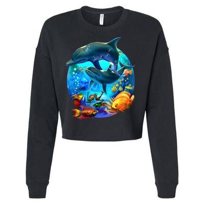 Dolphin Sea Life Save The Ocean Marine Biology Aquarium Gift Cropped Pullover Crew