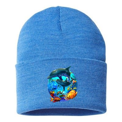 Dolphin Sea Life Save The Ocean Marine Biology Aquarium Gift Sustainable Knit Beanie