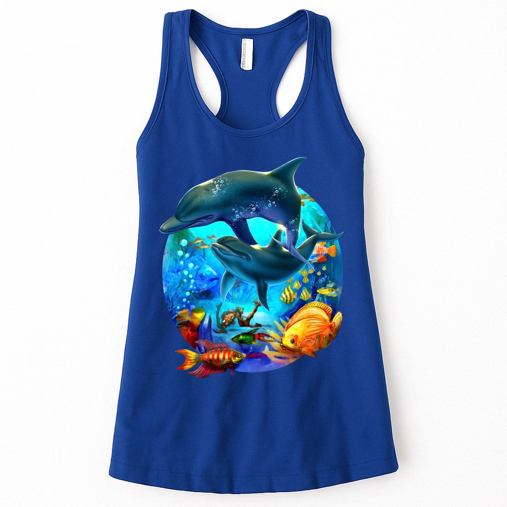 Dolphin Sea Life Save The Ocean Marine Biology Aquarium Gift Womens Tank Top
