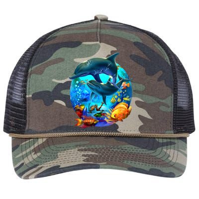 Dolphin Sea Life Save The Ocean Marine Biology Aquarium Gift Retro Rope Trucker Hat Cap