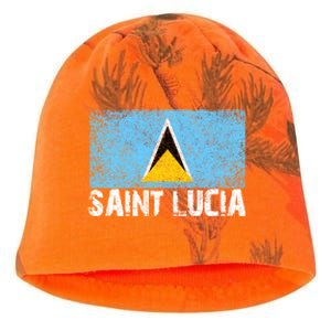 Distressed Saint Lucia Flag Gift Or Kati - Camo Knit Beanie