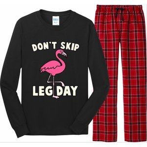 Don't Skip Leg Day Pink Flamingo Workout Gym Fitness Funny Cool Gift Long Sleeve Pajama Set