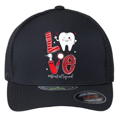 Dental Squad Leopard Tooth Love Dentist Hygienist Valentines Gift Flexfit Unipanel Trucker Cap