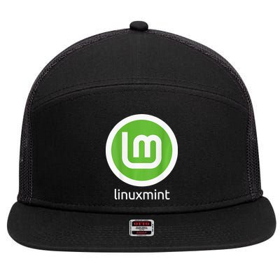(Double Sided) Linux Mint Comfortable Familiar Computing 7 Panel Mesh Trucker Snapback Hat