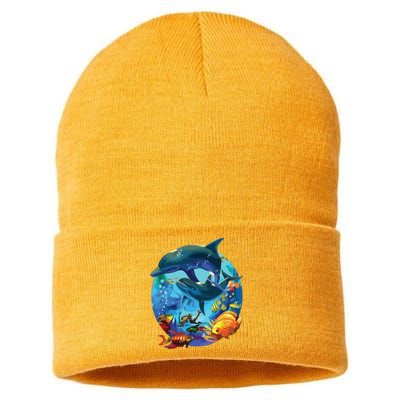 Dolphin Sea Life Save The Ocean Marine Biology Aquarium Sustainable Knit Beanie