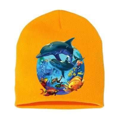 Dolphin Sea Life Save The Ocean Marine Biology Aquarium Short Acrylic Beanie