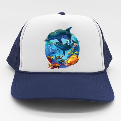 Dolphin Sea Life Save The Ocean Marine Biology Aquarium Trucker Hat