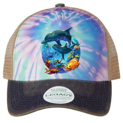 Dolphin Sea Life Save The Ocean Marine Biology Aquarium Legacy Tie Dye Trucker Hat