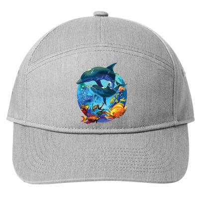 Dolphin Sea Life Save The Ocean Marine Biology Aquarium 7-Panel Snapback Hat