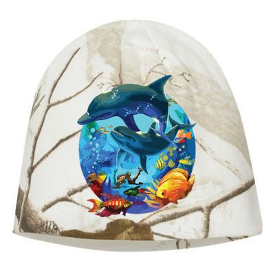 Dolphin Sea Life Save The Ocean Marine Biology Aquarium Kati - Camo Knit Beanie