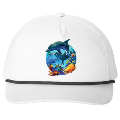 Dolphin Sea Life Save The Ocean Marine Biology Aquarium Snapback Five-Panel Rope Hat