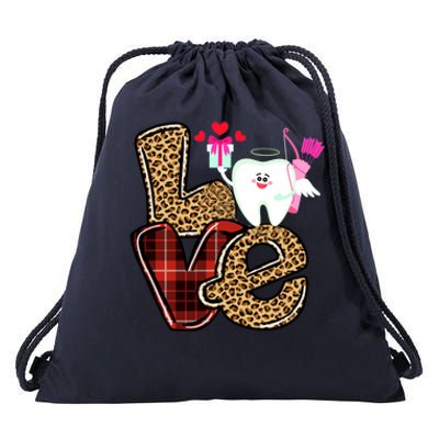 Dental Squad Leopard Tooth Love Dentist Hygienist Valentines Meaningful Gift Drawstring Bag