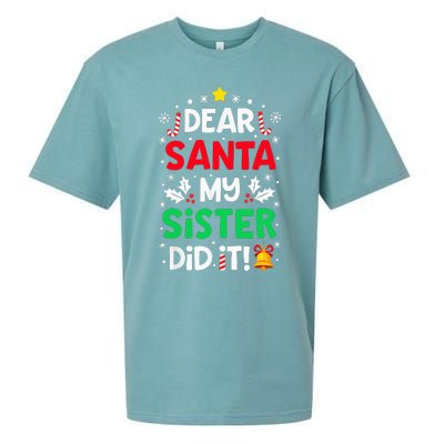 Dear Santa My Sister Did It Funny Christmas Sueded Cloud Jersey T-Shirt