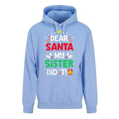 Dear Santa My Sister Did It Funny Christmas Unisex Surf Hoodie