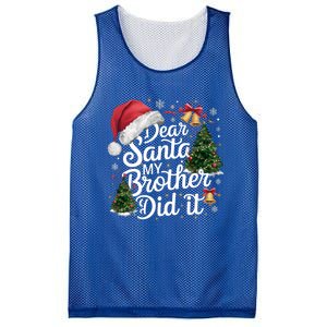 Dear Santa My Brother Did It Funny Christmas Pajama Funny Gift Mesh Reversible Basketball Jersey Tank