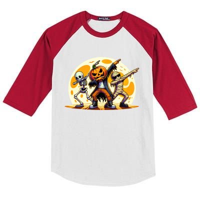 Dabbing Skeleton Mummy Spooky Squad Halloween Great Gift Kids Colorblock Raglan Jersey