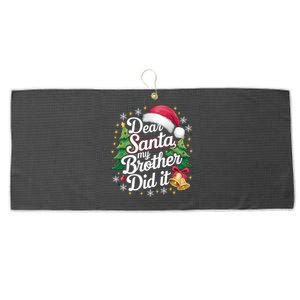 Dear Santa My Brother Did It Funny Christmas Pajama Gift Large Microfiber Waffle Golf Towel