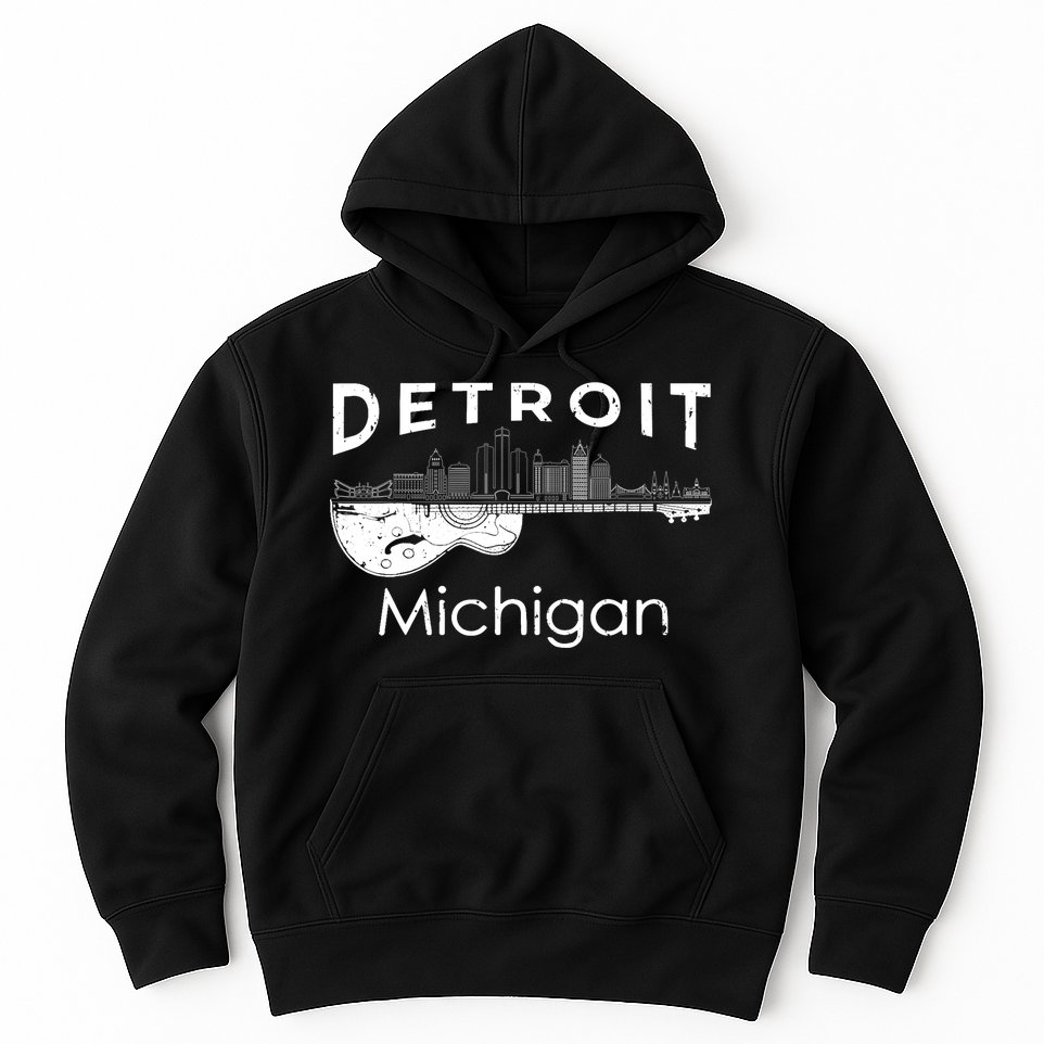 Detroit Souvenir Michigan Music Electric Guitar Hoodie