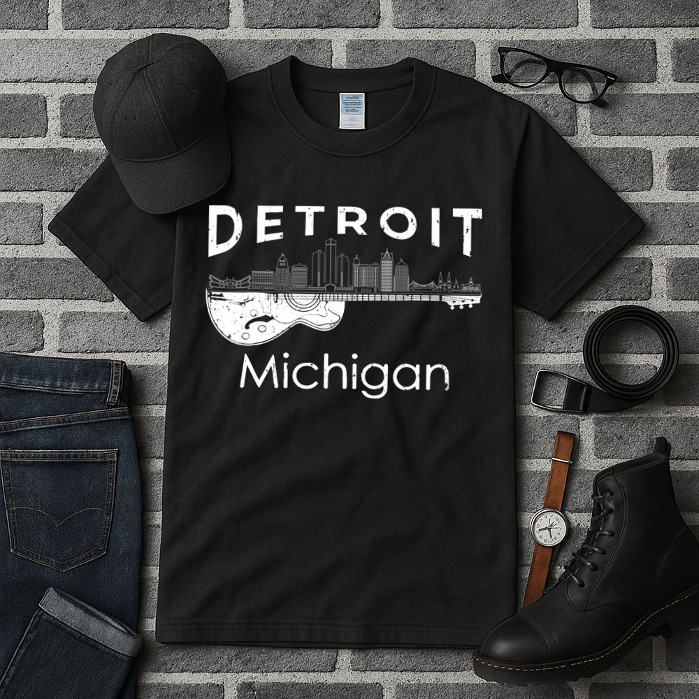 Detroit Souvenir Michigan Music Electric Guitar Tall T-Shirt