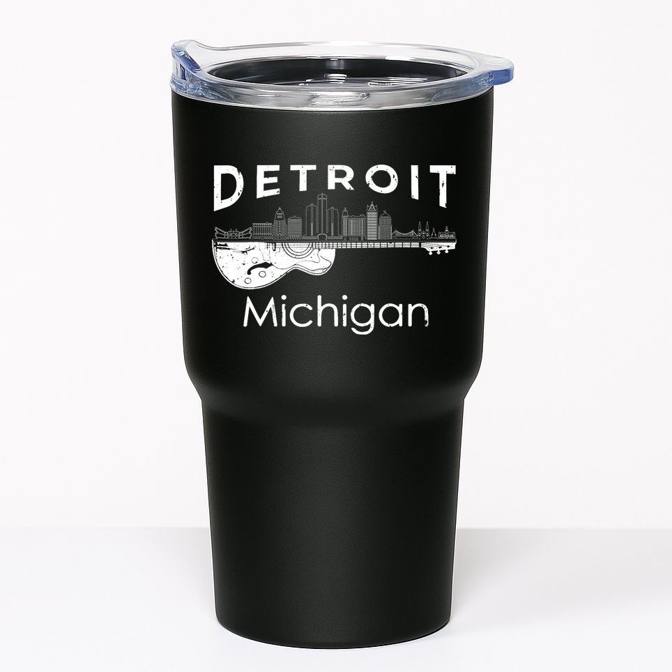 Detroit Souvenir Michigan Music Electric Guitar Tumbler