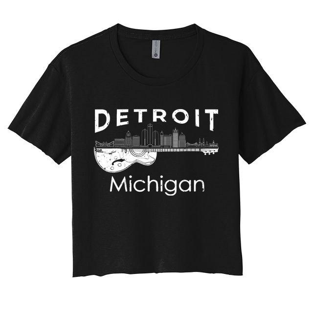 Detroit Souvenir Michigan Music Electric Guitar Crop Top