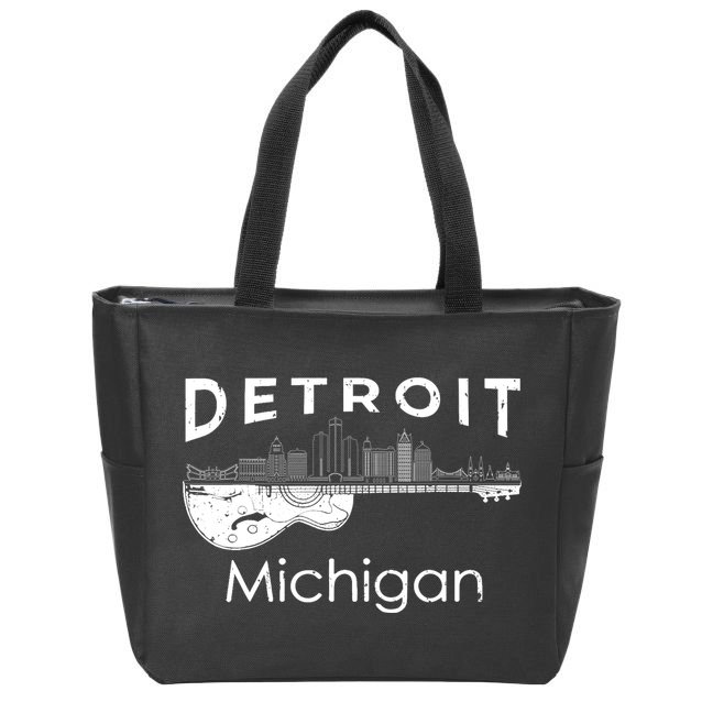 Detroit Souvenir Michigan Music Electric Guitar Zip Tote Bag
